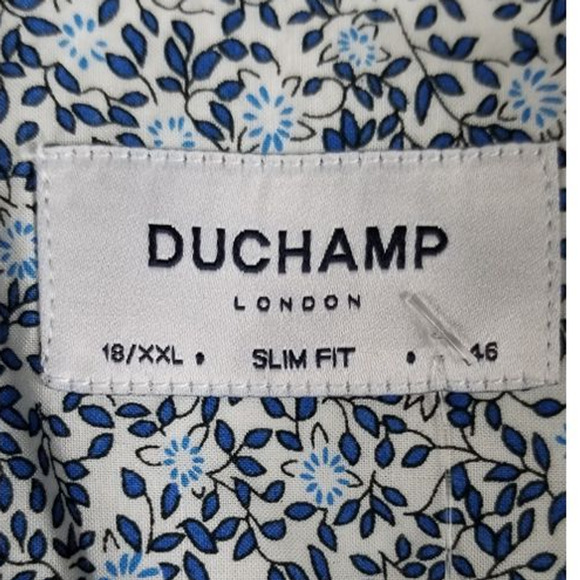 Duchamp London Slim Fit Flip Cuff Floral Men's Dress Shirt Sz XXL 18/46 NWT - Picture 5 of 6